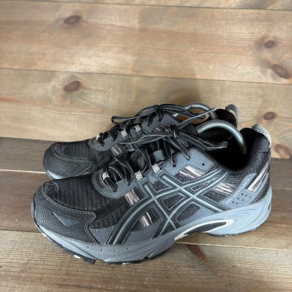 asics gel venture 5 mens size 9.5 wide 4E shoes black trail running sneakers - Picture 1 of 8